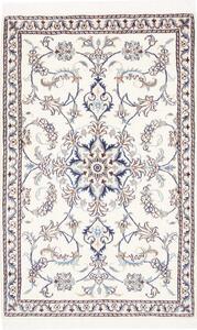 Tappeto Nain Kashmar Persia Medaglione Avorio Blu Marrone 89x143 Cm