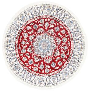 Tappeto Nain Kashmar Persia Medaglione Rosso Bianco 195x195 Cm
