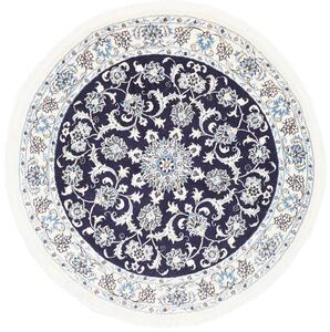 Tappeto Nain Kashmar Persia Medaglione Blu Notte Crema 150x150 Cm