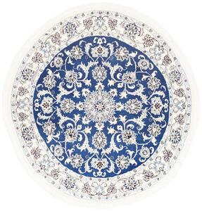 Tappeto Nain Kashmar Persia Medaglione Blu Crema 140x140 Cm
