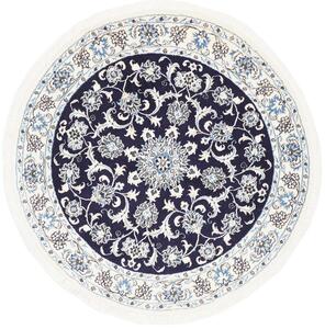 Tappeto Nain Kashmar Persia Medaglione Blu Bianco 143x143 Cm