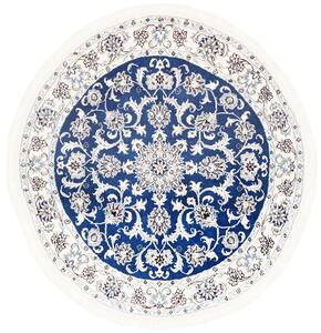 Tappeto Nain Kashmar Persia Medaglione Blu Bianco 145x145 Cm