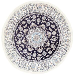 Tappeto Nain Kashmar Persia Medaglione Blu Notte Crema 200x200 Cm
