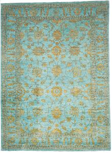 Tappeto Zigler Fine Pakistan Floreale Celeste Oro 285x390 Cm