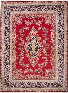 Tappeto Kerman Persia Medaglione Rosso Blu Notte 300x402 Cm