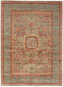 Tappeto Mamlouk Pakistan Geometrico Turchese Rosso 153x207 Cm