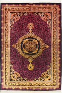 Tappeto Ghom Seta Persia Medaglione Amaranto Nero 156x231 Cm