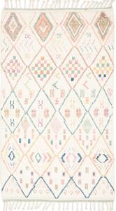 Tappeto Gabbeh Marrakech Persia Geometrico Crema Colori Pastello 124x208 Cm