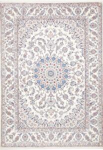 Tappeto Nain Kashmar Persia Medaglione Avorio Blu 253x354 Cm