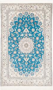 Tappeto Nain 6la Persia Medaglione Turchese Crema 134x216 Cm