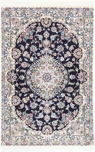 Tappeto Nain 9la Persia Medaglione Blu Notte Avorio 101x155 Cm