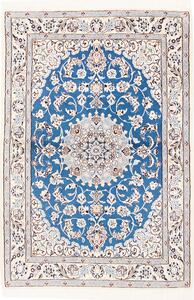 Tappeto Nain 9la Persia Medaglione Blu Crema 104x155 Cm