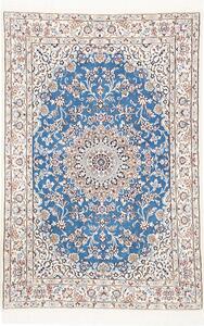 Tappeto Nain 9la Persia Medaglione Azzurro Crema 103x156 Cm
