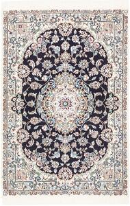 Tappeto Nain 9la Persia Medaglione Blu Avorio 103x154 Cm