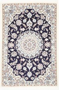 Tappeto Nain 9la Persia Medaglione Blu Notte Avorio 80x117 Cm
