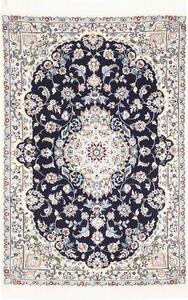 Tappeto Nain 6la Persia Medaglione Blu Notte Crema 81x124 Cm