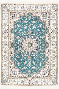 Tappeto Nain 6la Persia Medaglione Verde Acqua Crema 127x181 Cm