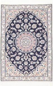 Tappeto Nain 9la Persia Medaglione Blu Notte Avorio 81x120 Cm