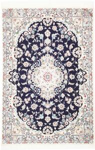 Tappeto Nain 6la Persia Medaglione Blu Scuro Avorio 81x120 Cm