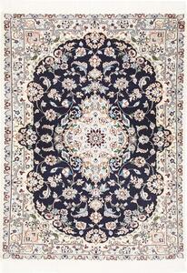 Tappeto Nain 6la Persia Medaglione Blu Crema 95x127 Cm