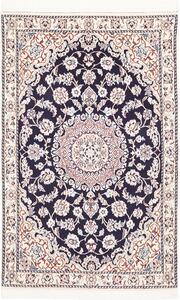 Tappeto Nain 9la Persia Medaglione Blu Scuro Crema 82x130 Cm