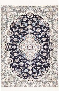 Tappeto Nain 6la Persia Medaglione Blu Scuro Bianco 78x118 Cm
