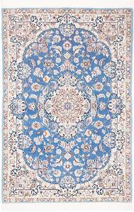 Tappeto Nain 9la Persia Medaglione Azzurro Crema 104x156 Cm
