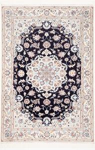 Tappeto Nain 6la Persia Medaglione Blu Scuro Crema 118x175 Cm