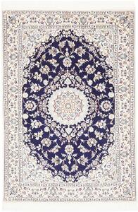 Tappeto Nain 6la Persia Medaglione Blu Avorio 103x152 Cm