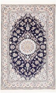 Tappeto Nain 6la Persia Medaglione Blu Notte Crema 102x164 Cm