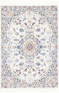 Tappeto Nain 6la Persia Medaglione Avorio Blu 85x123 Cm