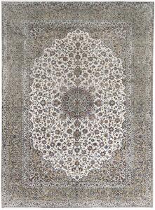 Tappeto Kashan Persia Medaglione Avorio Salvia 354x490 Cm