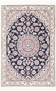 Tappeto Nain 9la Persia Medaglione Crema Blu Bordeaux 78x118 Cm