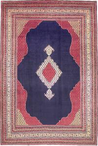 Tappeto Sarough Persia Medaglione Blu Rosso 262x395 Cm