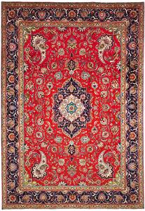 Tappeto Tabriz Persia Medaglione Rosso Blu Crema 247x363 Cm