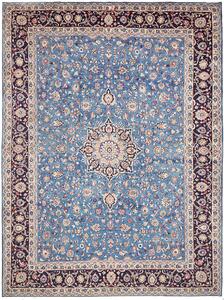 Tappeto Kashan Persia Medaglione Azzurro Indaco 296x395 Cm