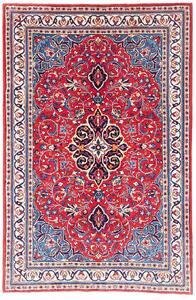 Tappeto Sarough Persia Medaglione Rosso Blu 105x160 Cm