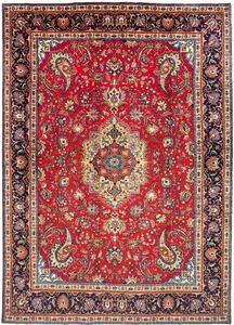 Tappeto Tabriz Persia Medaglione Rosso Blu 253x360 Cm