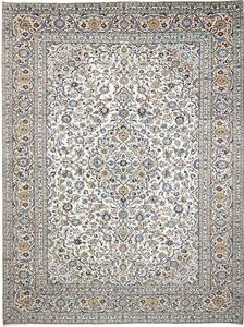Tappeto Kashan Persia Floreale Avorio Blu 302x407 Cm