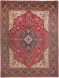 Tappeto Tabriz Persia Medaglione Rosso Blu 300x400 Cm