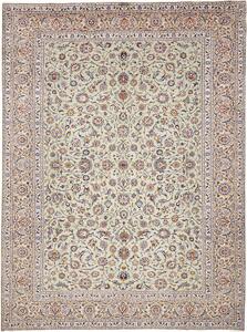 Tappeto Kashan Persia Floreale Verde Acqua Avorio 303x410 Cm
