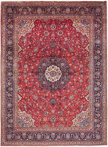 Tappeto Sarough Persia Medaglione Rosso Blu 296x402 Cm