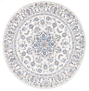 Tappeto Nain Kashmar Persia Medaglione Bianco Azzurro 242x254 Cm