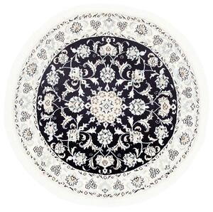 Tappeto Nain Kashmar Persia Medaglione Nero Avorio 140x140 Cm