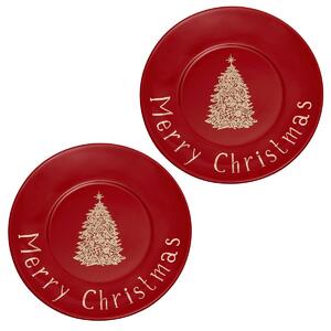 Set 2 Piatti Rossi Natalizi Merry Christmas 21ø
