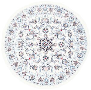Tappeto Nain Kashmar Persia Medaglione Bianco Azzurro 148x148 Cm