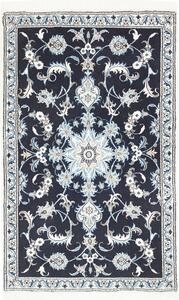 Tappeto Nain Kashmar Persia Medaglione Blu Notte Avorio 90x138 Cm