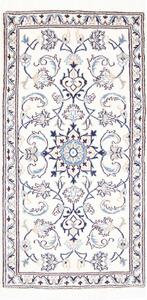 Tappeto Nain Kashmar Persia Medaglione Avorio Blu 70x138 Cm