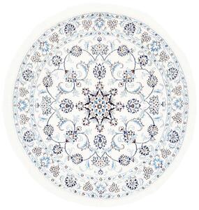 Tappeto Nain Kashmar Persia Medaglione Bianco Blu 140x142 Cm
