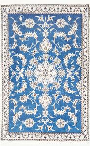 Tappeto Nain Kashmar Persia Medaglione Blu Ceruleo Avorio 90x147 Cm